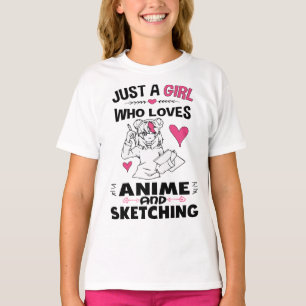 アニメが好きで女の子のスケッチが好きな女の子 Tシャツ