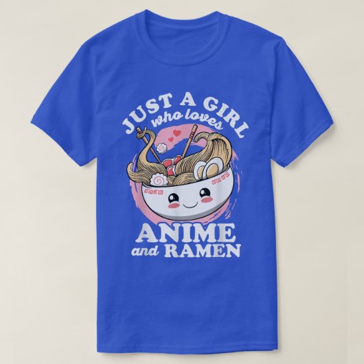 アニメが好きな女の子とラーメンかわいいオタク Tシャツ (デザイン正面)