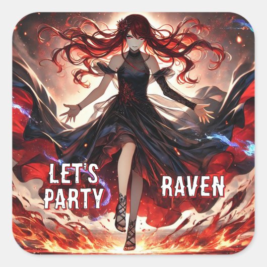 アニメが炎を駆り立て、嵐を受け入れカスタムる スクエアシール (正面)