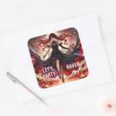 アニメが炎を駆り立て、嵐を受け入れカスタムる スクエアシール (封筒)