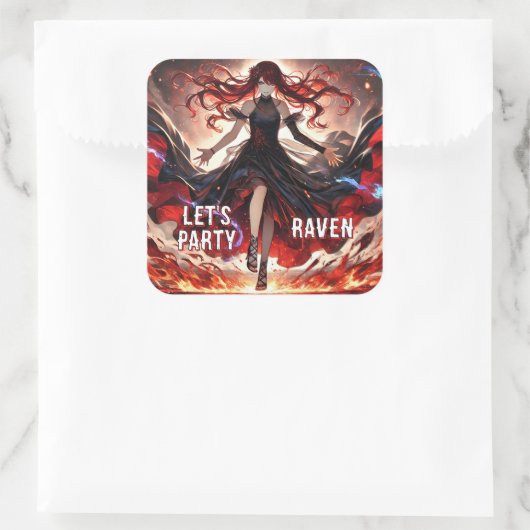 アニメが炎を駆り立て、嵐を受け入れカスタムる スクエアシール (バッグ)