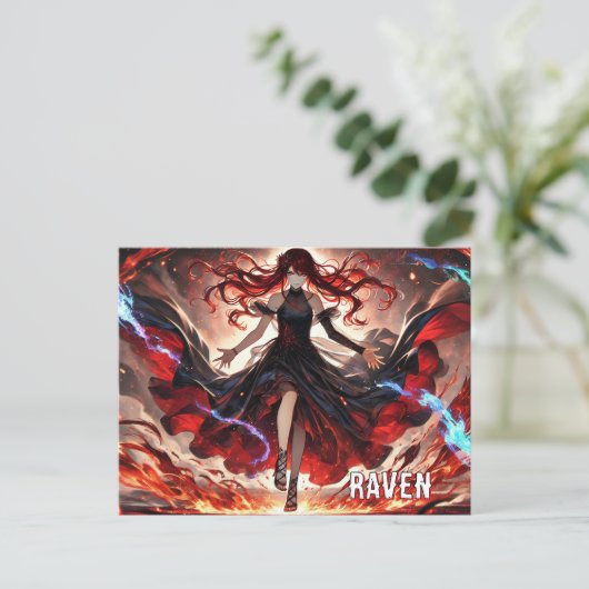 アニメが炎を駆り立て、嵐を受け入れカスタムる ポストカード (スタンド正面)