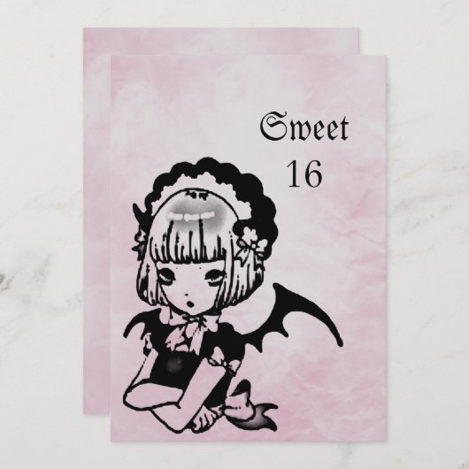 アニメこうもりガールゴシックファンタジースウィート16誕生日 招待状 (正面/裏面)