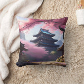 アニメさくらんぼの花と静かなパゴダの風景 クッション (ブランケット)