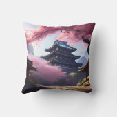 アニメさくらんぼの花と静かなパゴダの風景 クッション (裏面)