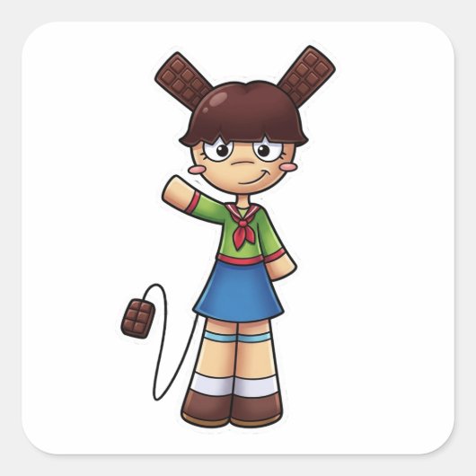 アニメちびキャラ チョコレート少女 セーラー服 スクエアシール (正面)