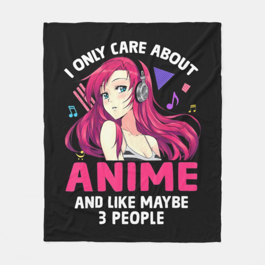 アニメとか気に好きのアニメ女の子 フリースブランケット (正面)