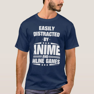 アニメとオンラインゲームに惑わされやすい面白いデザイン Tシャツ