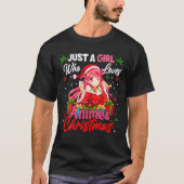 アニメとクリスマス・サンタギが好きな女の子 Tシャツ (正面)
