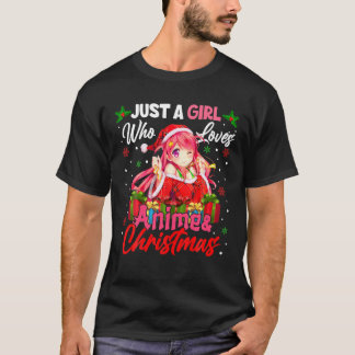 アニメとクリスマス・サンタギが好きな女の子 Tシャツ