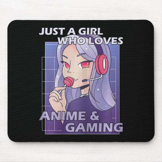 アニメとゲームが大好きな女の子 マウスパッド (正面)