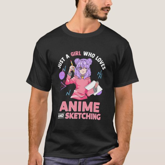 アニメとスケッチが大好きな人 Tシャツ (正面)