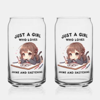 アニメとスケッチが大好きな女の子 ガラス缶