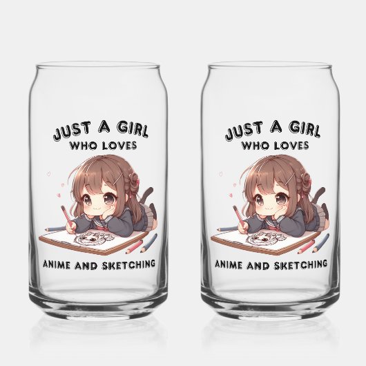 アニメとスケッチが大好きな女の子 ガラス缶 (正面)