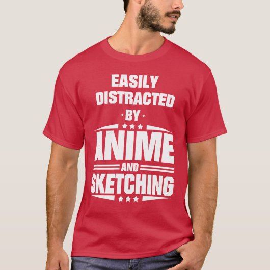 アニメとスケッチに夢中になりがちなお友達 Tシャツ (正面)