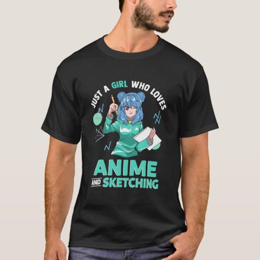 アニメとスケッチ画が好きな人 Tシャツ (正面)