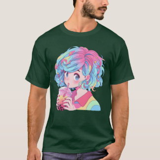 アニメとタピオカミルクティーのバブルファミリー Tシャツ