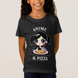 アニメとピザ黒と紫アニメ Tシャツ