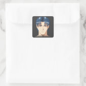 アニメとマンガ顔 スクエアシール (バッグ)