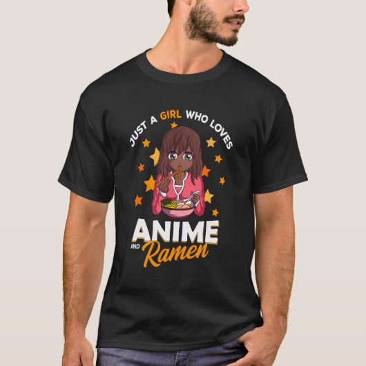 アニメとラーメンが大好きな女の子 Tシャツ (正面)