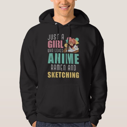アニメとラーメンとスケッチが大好きな女の子 パーカ (正面)