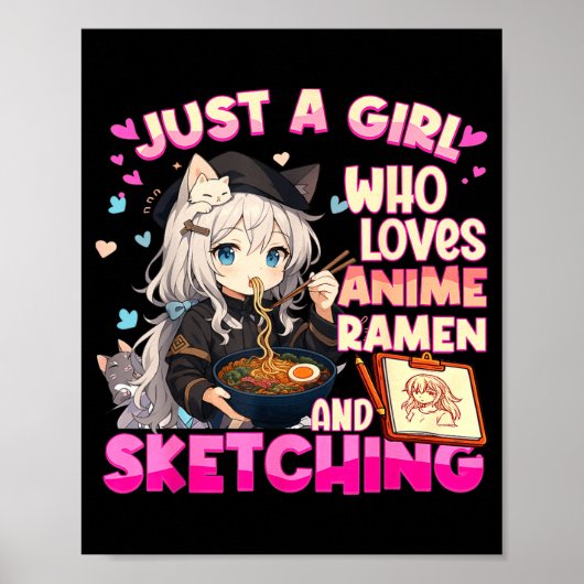 アニメとラーメンとスケッチが大好きな女の子 ポスター (正面)