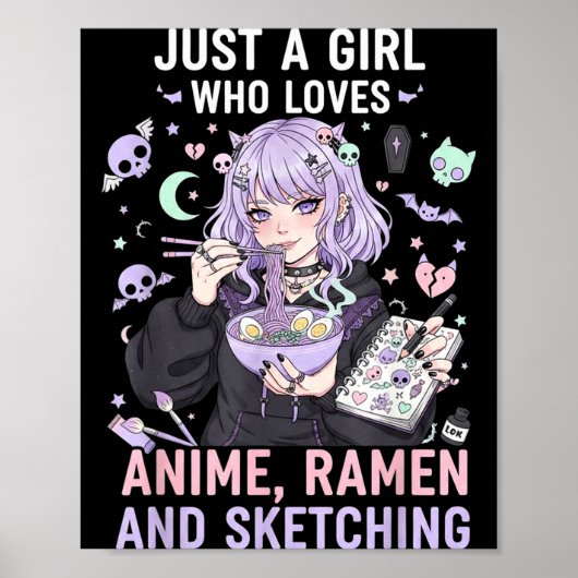 アニメとラーメンとスケッチが好きな女の子 ポスター (正面)