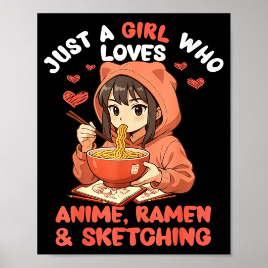 アニメとラーメンとスケッチが好きな女の子 ポスター (正面)