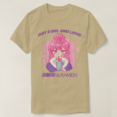 アニメとラーメンTを愛する少女 Tシャツ (デザイン正面)