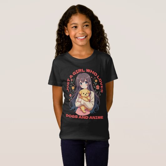 アニメと犬が好きな女の子 Tシャツ (正面フル)