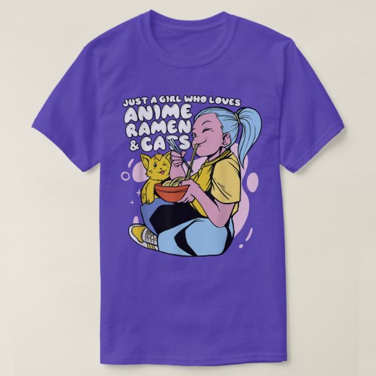 アニメと猫が大好きな女の子 – かわいいかわいいAn Tシャツ (デザイン正面)
