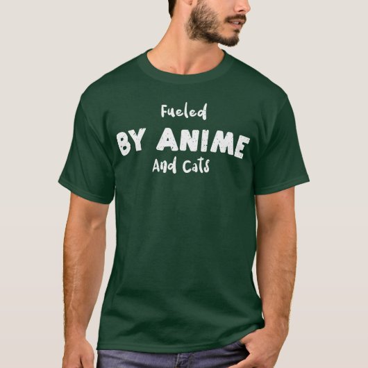 アニメと猫に燃料補給中 ネコ Tシャツ (正面)