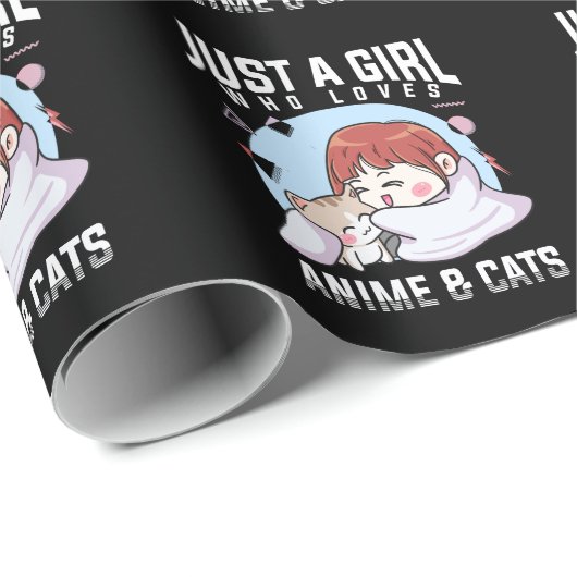 アニメと猫のオタク日本のアニメガール ラッピングペーパー (ロールコーナー)
