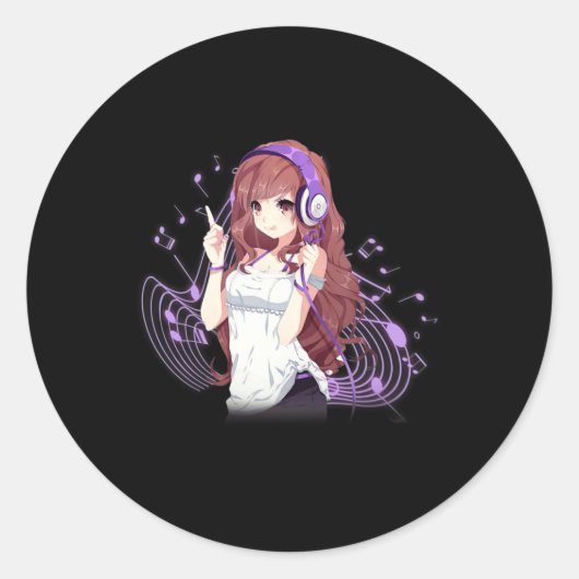 アニメと音楽マーチかわいいマンガオタクfor Teens ラウンドシール (正面)
