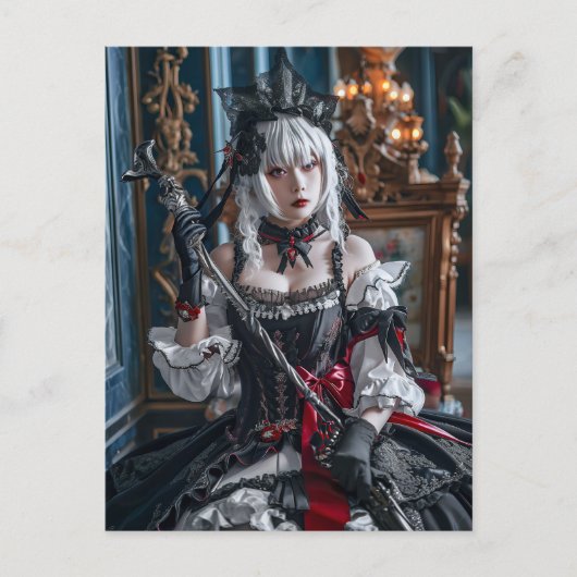 アニメにインスパイアされたゴシック・カワイイメイド ポストカード (正面)