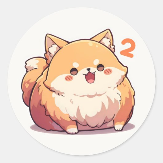 アニメのおもしろ犬その2 ラウンドシール (正面)