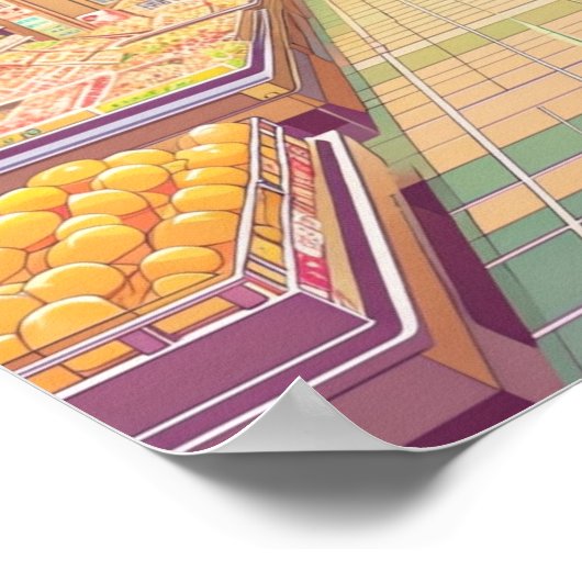 アニメのような美しい日本のスーパー内観 ポスター (角)