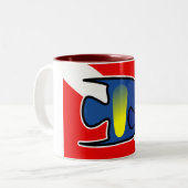 アニメのイエローバーアンジェフィッシュダイブ国旗 ツートーンマグカップ (正面左)