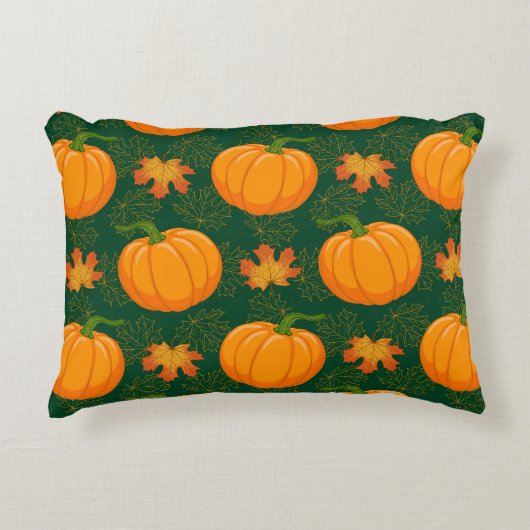 アニメのカボチャと秋のカエデ落ち アクセントクッション (正面)