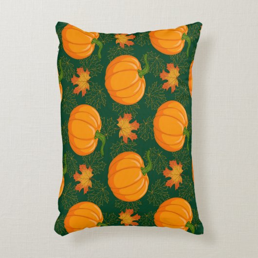 アニメのカボチャと秋のカエデ落ち アクセントクッション (正面(垂直))