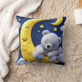 アニメのクマと月 クッション (ブランケット)