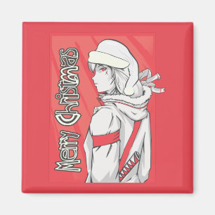 アニメのクリスマスセーター、Xmasかわいい女の子 マグネット