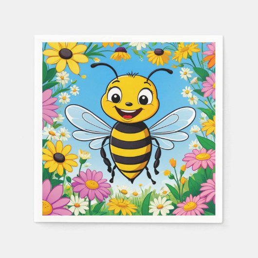 アニメのビーカラフルの花 スタンダードカクテルナプキン (正面)