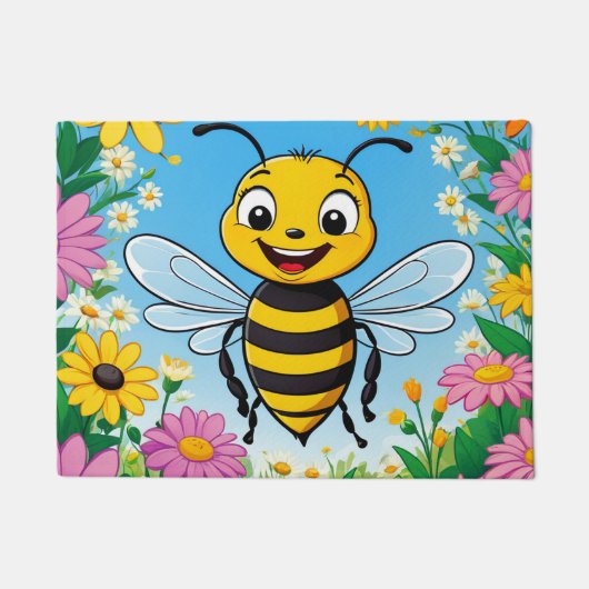 アニメのビーカラフルの花 ドアマット (正面)