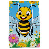 アニメのビーカラフルの花 ミディアムペーパーバッグ (裏面)