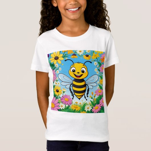 アニメのビーカラフルの花 Tシャツ (正面)