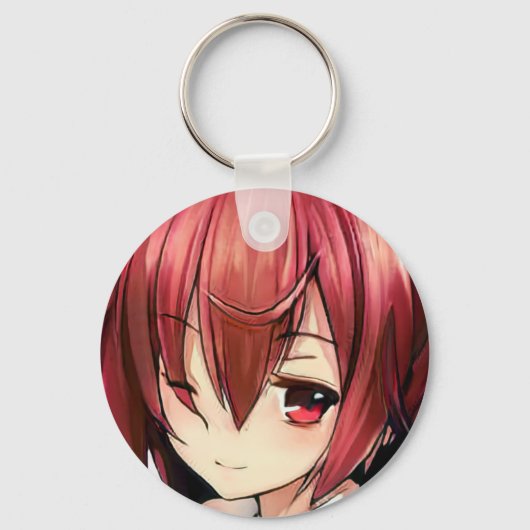 アニメのマゼンタ髪の女の子マゼンタアイキーチェーン キーホルダー (正面)