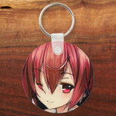 アニメのマゼンタ髪の女の子マゼンタアイキーチェーン キーホルダー (正面)