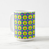 アニメのミツバチと花 コーヒーマグカップ (正面左)