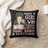 アニメのラーメンやスケッチGiが大好きな女の子 クッション (ブランケット)